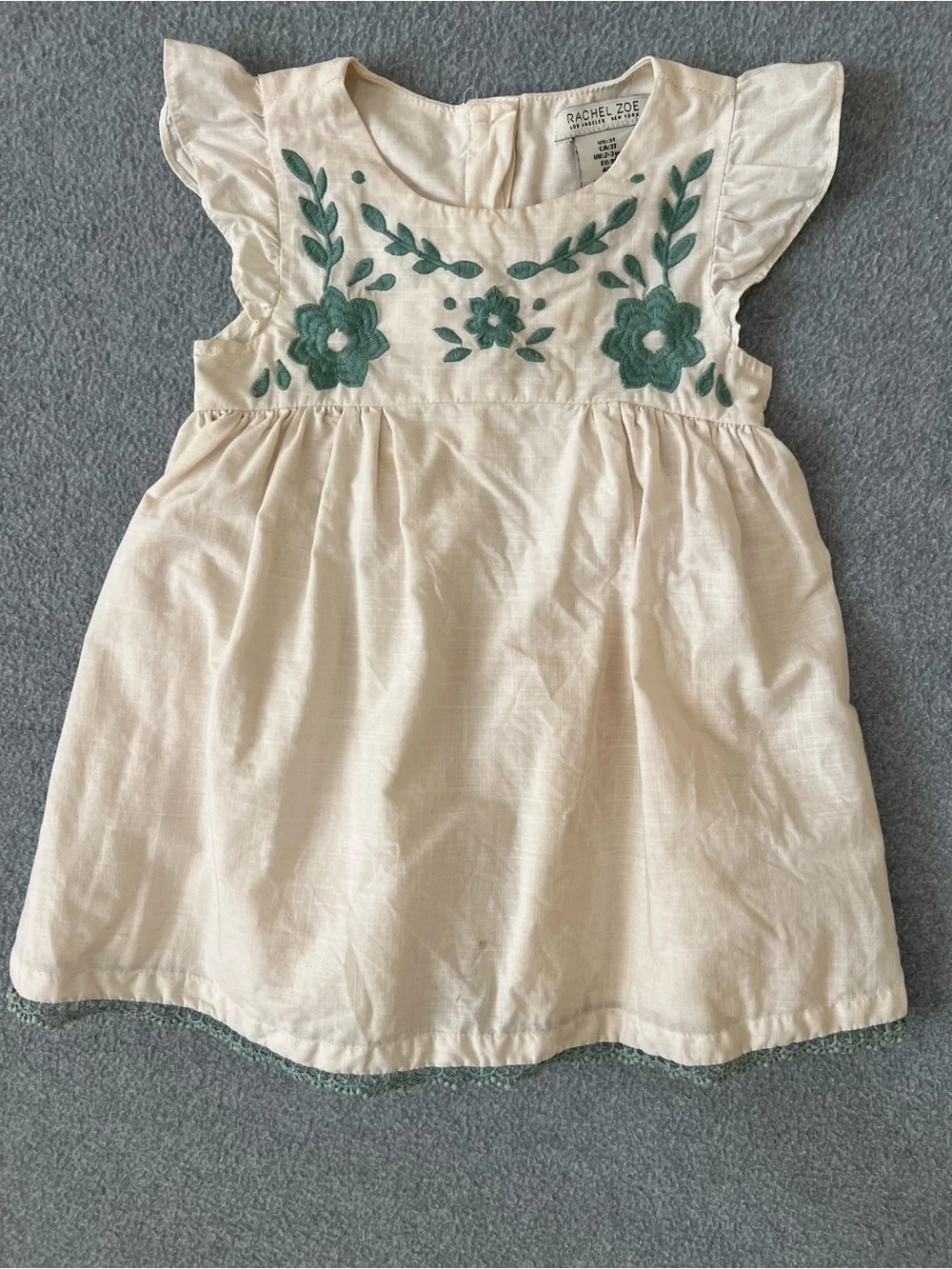 Rachel Zoe Girls 3T Ivory Embroidered Flutter Sleeve Boho Dress Floral